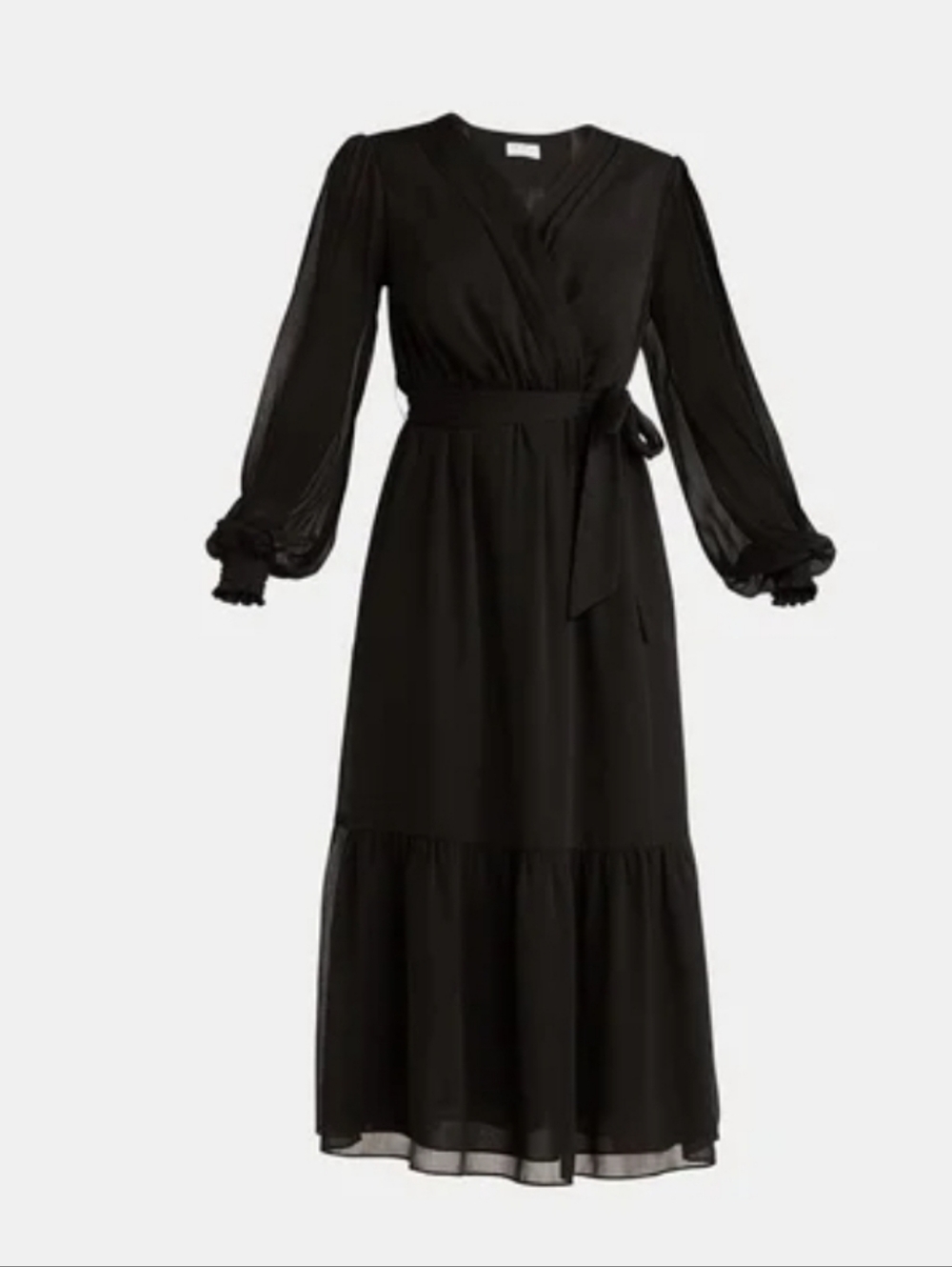 Sofia Belted Cross Front Maxi Dress with Long Sleeves
